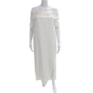 Line + Dot Womens Maxi Off Shoulder White Dress Short Sleeve Size XS